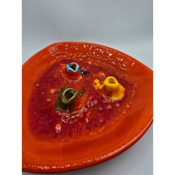 Vintage California USA Pottery Lava Glaze Volcano Ashtray Trinket Dish MCM Retro - Picture 4 of 8